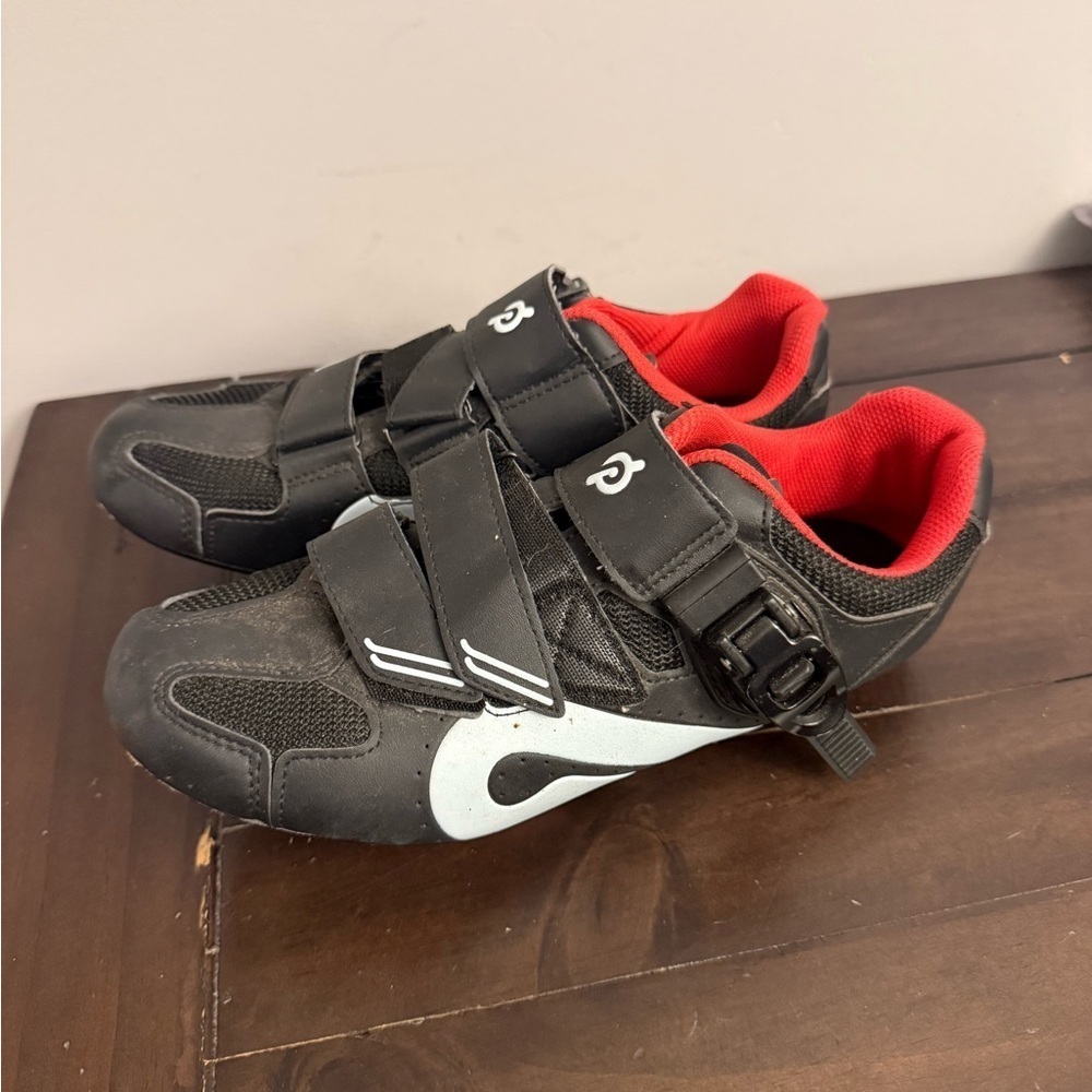 Peloton Cycling Shoes Black Red SPD Cleats Size EU 40